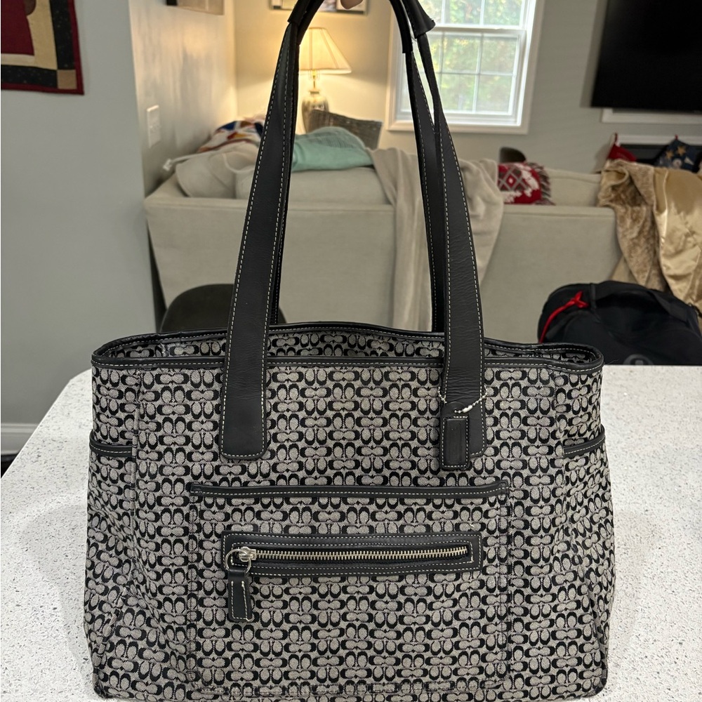 Coach Black and Gray Patterned Tote